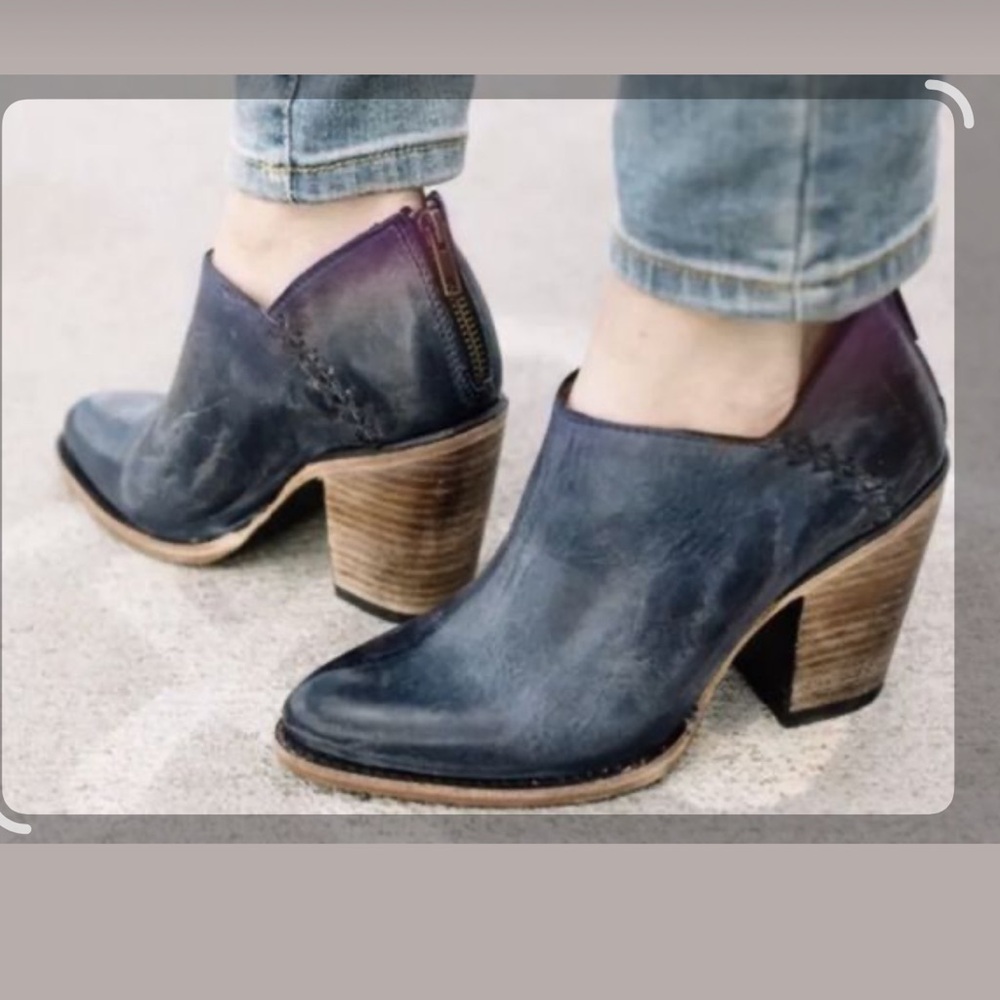 FreeBird Steel Blue Leather Ankle Boots